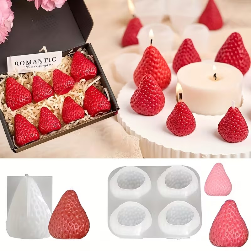 Candle Making Tutorial - Strawberry Silicone Candle Mold for DIY