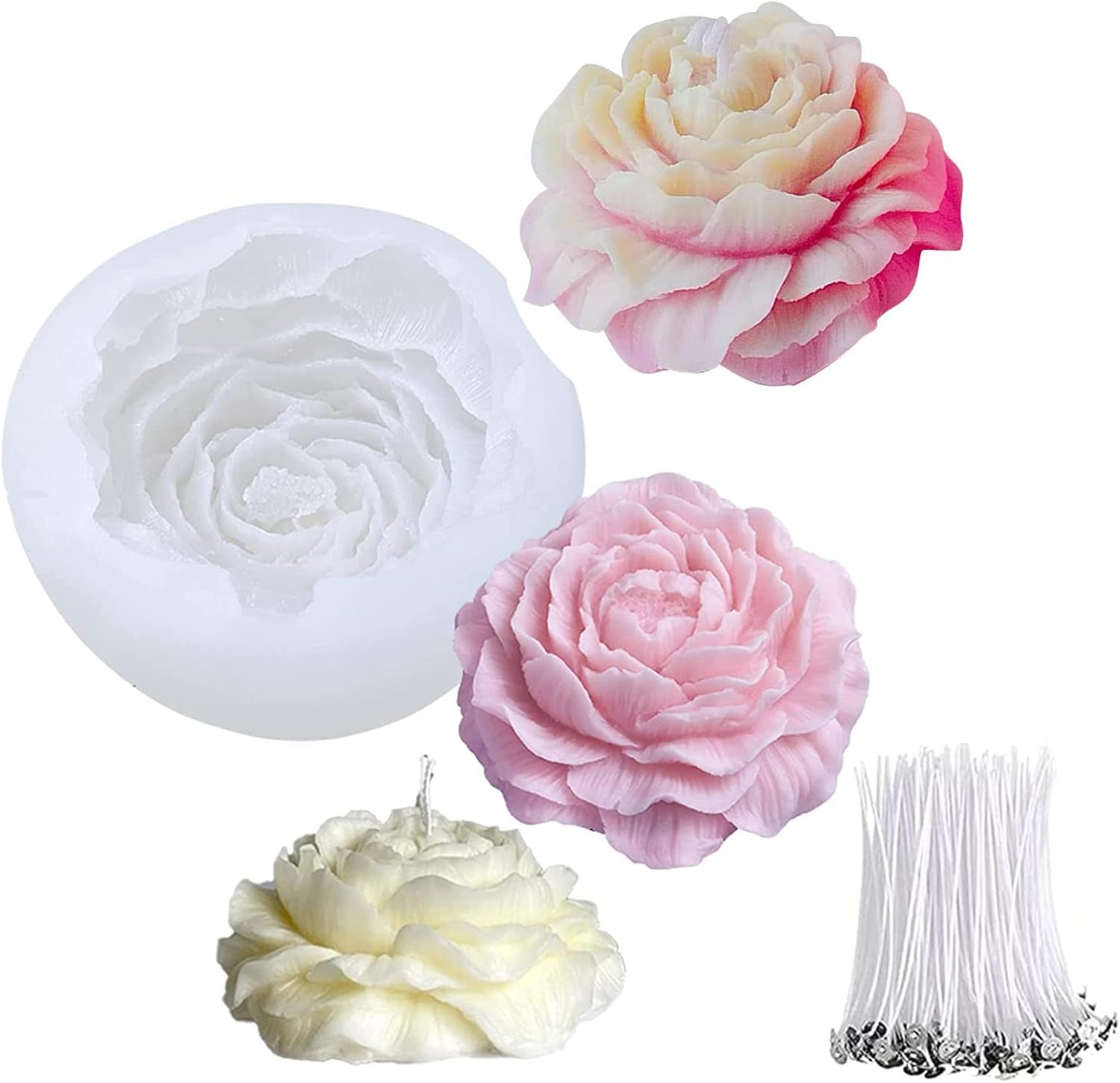 Silicone 3D Peony Candle Mould - Candle Warning Label ulasan dan harga