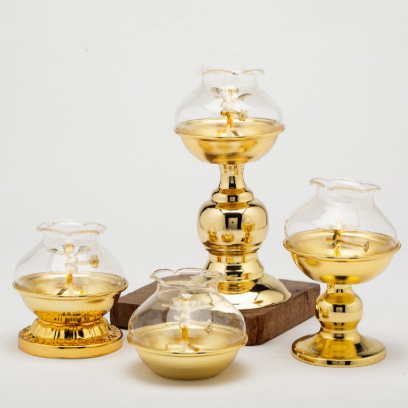 Golden Oil Lamp For Buddha Wit - Candle Making Glass ulasan dan harga