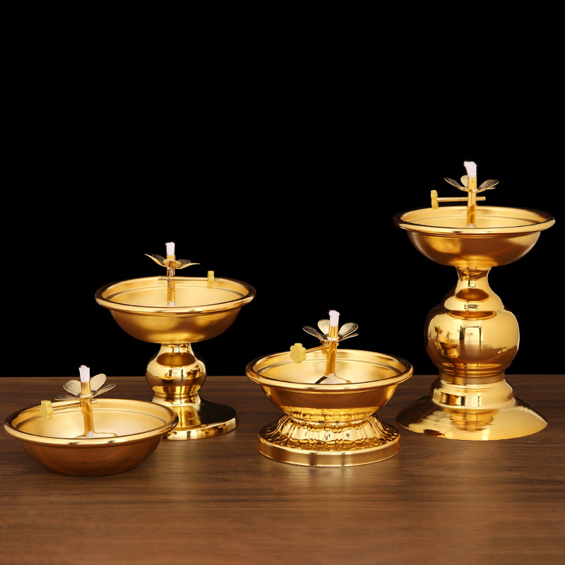 Golden Oil Lamp For Buddha Wit - Candle Making Glass ulasan dan harga