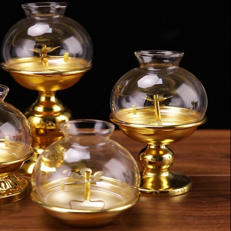 Golden Oil Lamp For Buddha Wit - Candle Making Glass ulasan dan harga