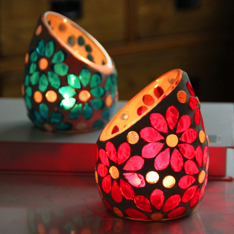 Slanted Mosaic Glass Candle Ho - Candle Making Glass ulasan dan harga
