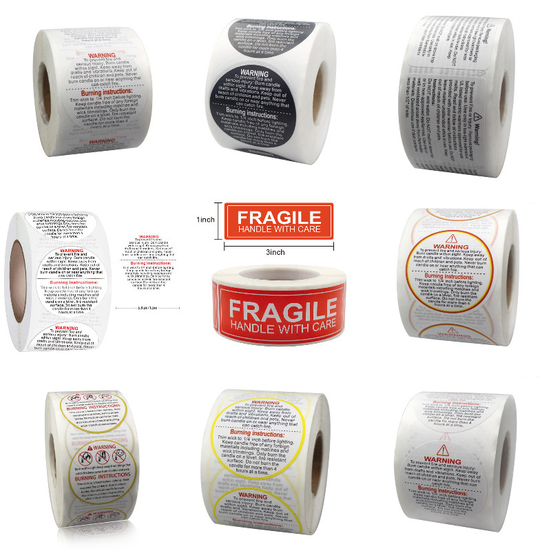 1Roll Fragile Stickers Candle  - Candle Warning Label ulasan dan harga